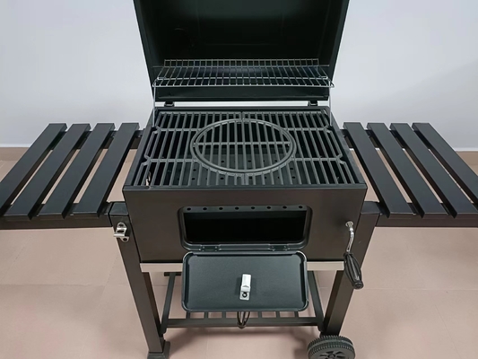 Trọng lượng 40kg Nướng BBQ bằng than củi 23,7 inch Nướng cắm trại di động có bánh xe