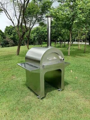 4 bánh xe thép không gỉ Gỗ đốt lò nướng bánh pizza Bàn chải lò nướng bánh pizza không gỉ ngoài trời